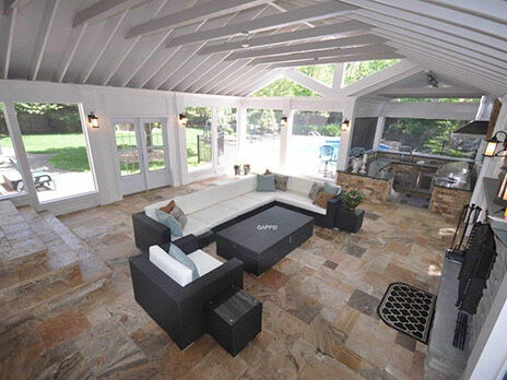 Florida-room-built-with-travertine-G036-french-pattern-Mount-Sinai-NY