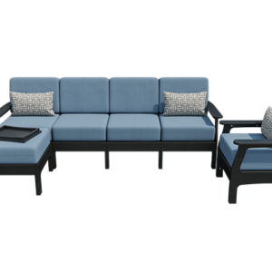 VaraMora Patio 4-Piece Set: 4-Seat Sofa, Chair, Side Table, and Ottoman with Hideaway Tray