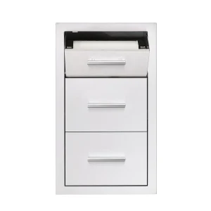 17" Vertical 2-Drawer & Paper Towel Holder Combo w/ Masonry Frame Return