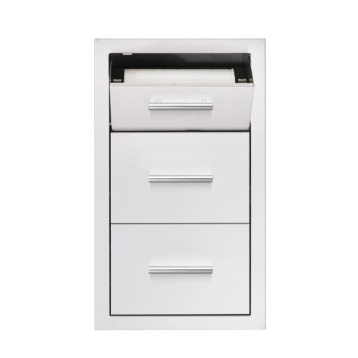 17" Vertical 2-Drawer & Paper Towel Holder Combo w/ Masonry Frame Return 17" Vertical 2-Drawer & Paper Towel Holder Combo w/ Masonry Frame Return