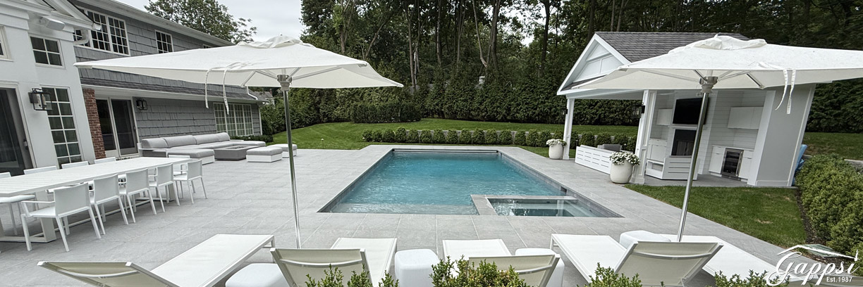 custom-built pavilion and gas fireplace