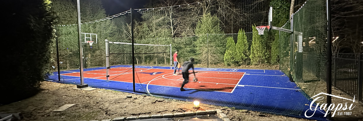 mateflex sports tiles with adjustable sports game court netting