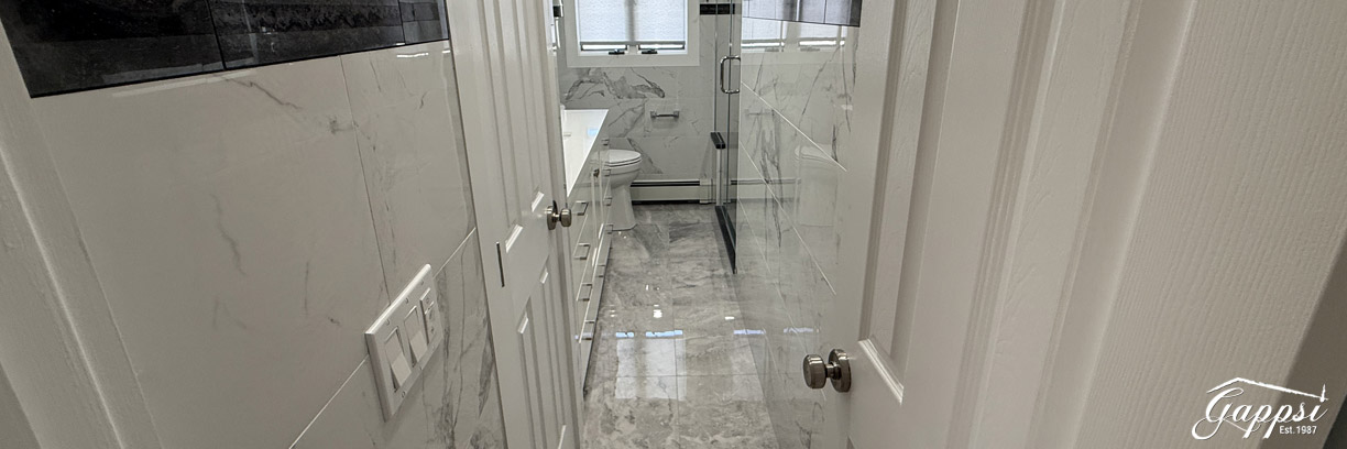 darker porcelain tiles with delicate vein patterns