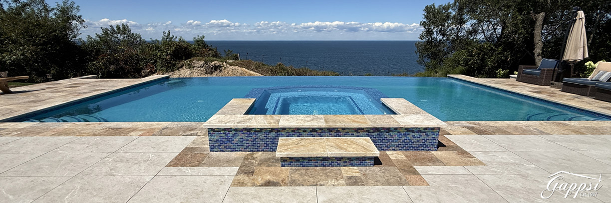 negative-edge Gunite swimming pool in Riverhead