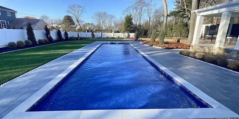 A quality vinyl swimming pool built by a professional builder on Long Island NY.
