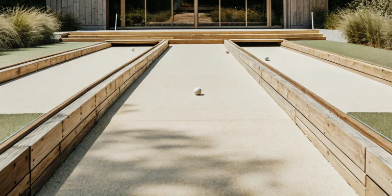 A bocce court with the best floor materials for long-lasting play in Long Island, NY.