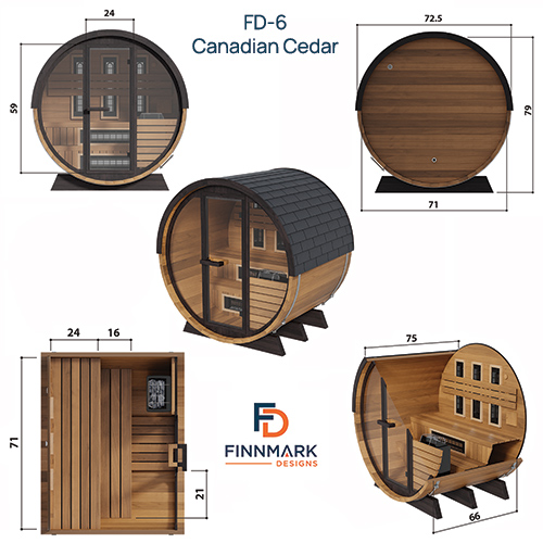Finnmark Cedar Combination Barrel Sauna FD-6 - Image 4