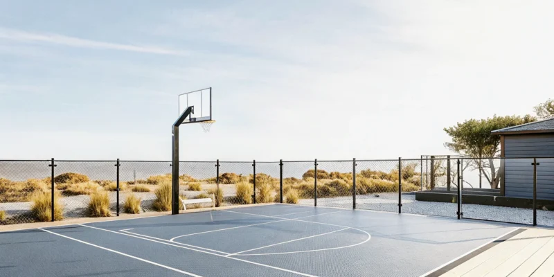 Custom basketball court built by a Long Island, NY courts builder.
