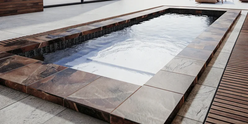 Luxury pool with a polished blue Hydrazzo finish