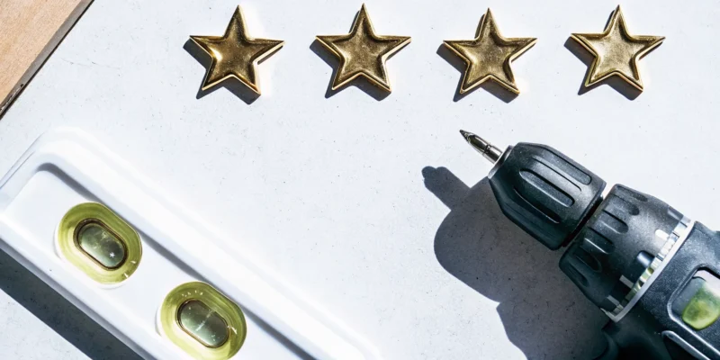 Gold stars, a drill, and a level for the best reviewed home improvement contractors on Long Island.