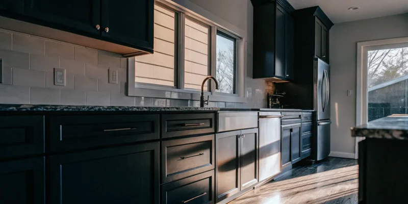 Modern kitchen remodel on Long Island with quartz countertops and custom cabinetry