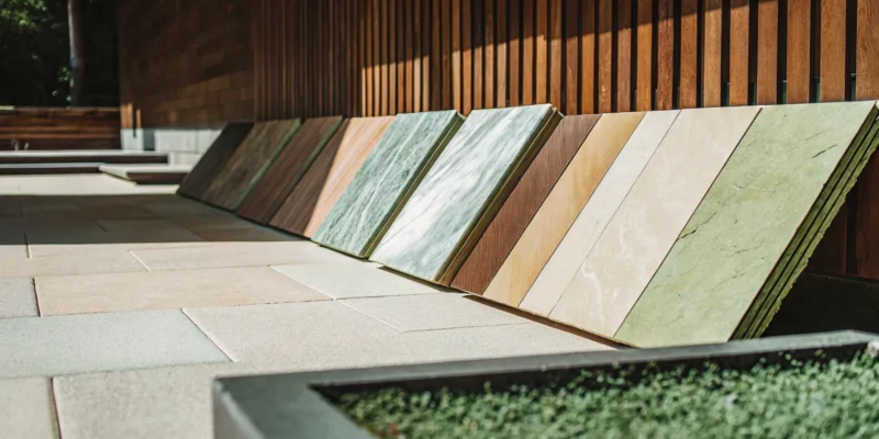 A selection of natural stone pavers for patios and walkways in Nassau County.
