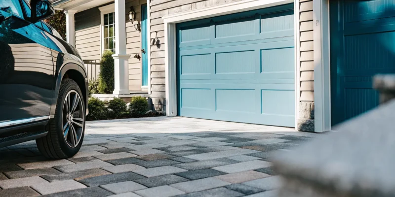 Driveway pavers installed by a professional contractor for a home in Nassau County.