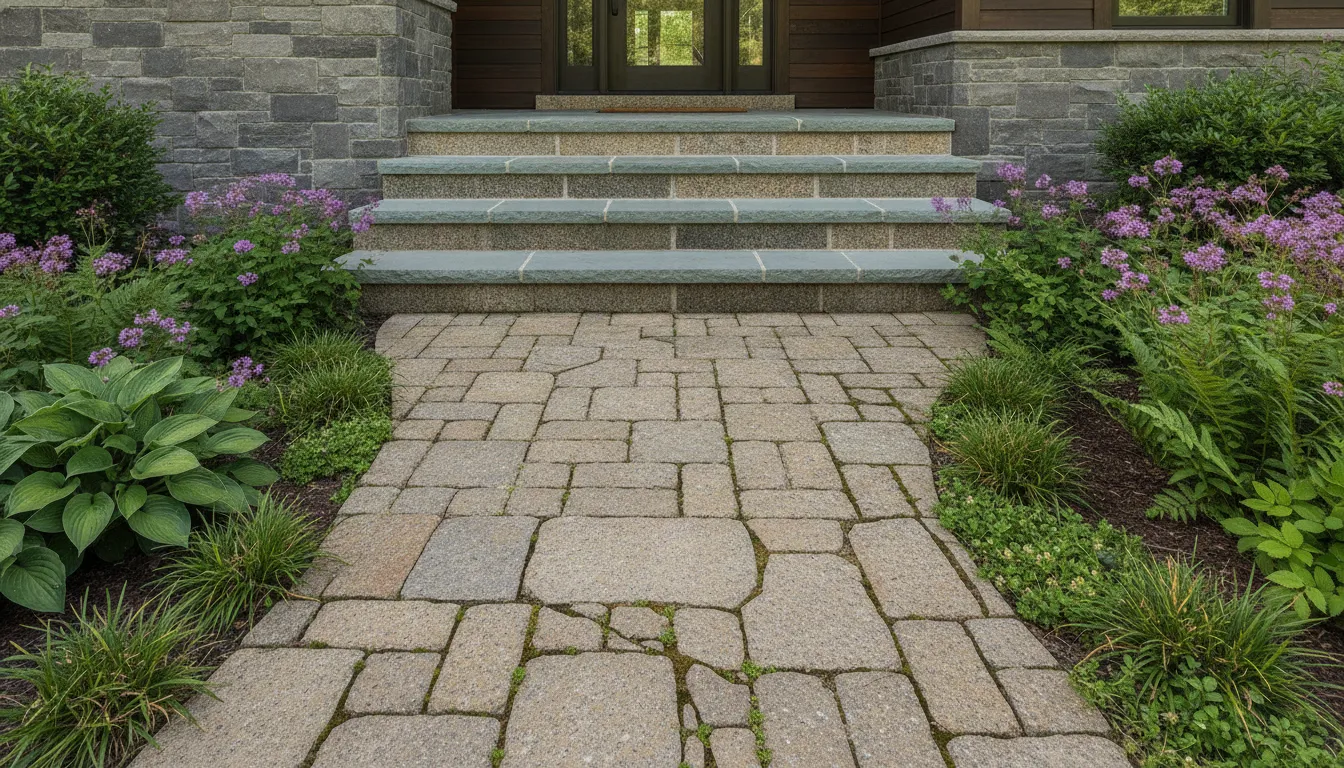 Bluestone and granite materials considered for front stoop entryway masonry