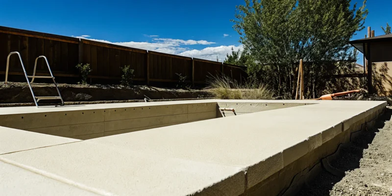 A level concrete pad built to meet USA swim spa requirements.