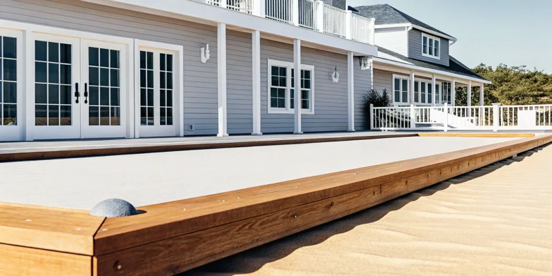 Professionally built backyard bocce court by expert contractors on Long Island, NY.