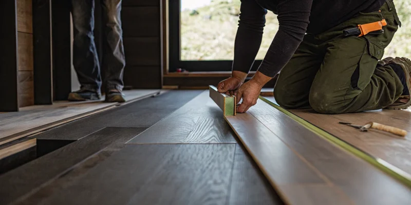 Professional wide plank flooring installation in a Long Island home.