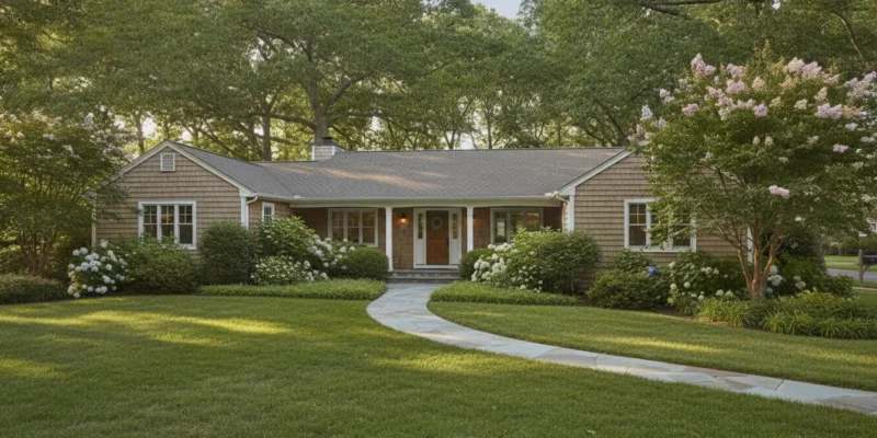 Long Island ranch home addition with connected outdoor space