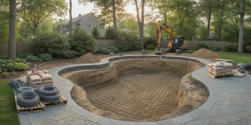 How to build a pool on Long Island during a backyard construction project
