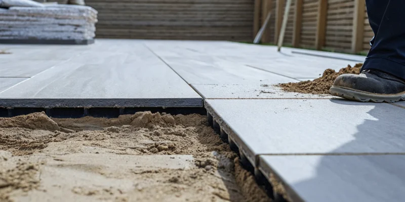 Elegant limestone paver patio installation on Long Island.