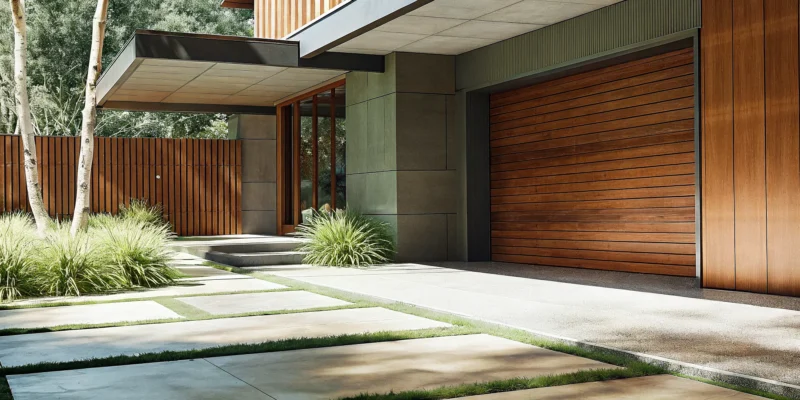 Elegant stone retaining wall ideas for a sloped driveway with integrated landscaping.