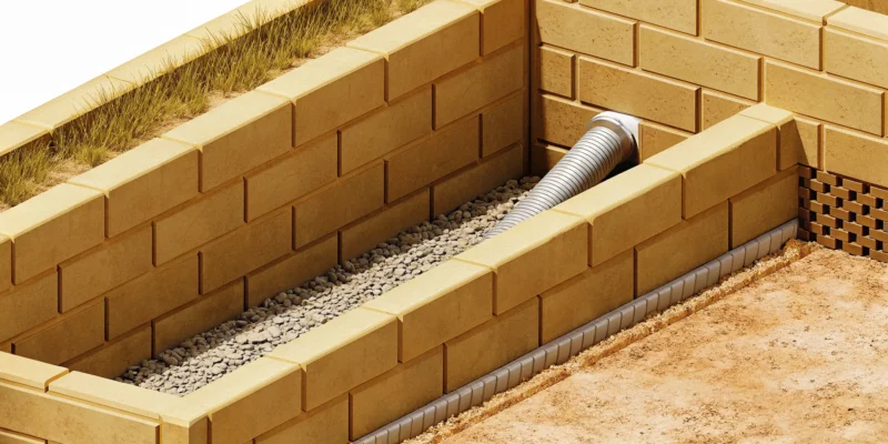 Building a retaining wall on a slope with proper drainage to manage the overall project cost.
