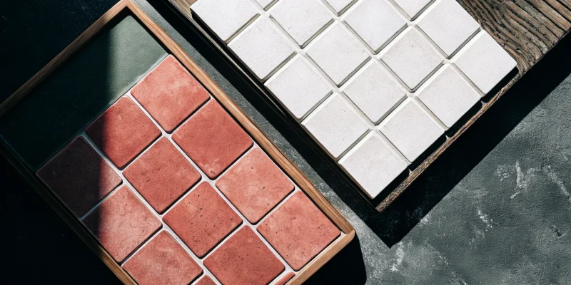 Old building wall texture samples in red and white for home design.